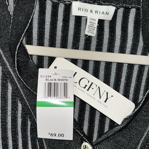 Rio & Rian Black & White Rib Cardigan(Size Large) - Picture 5 of 6